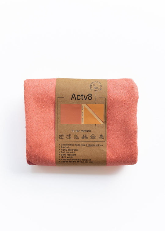 Highly absorbent, quick dry, Sand repellent, Lightweight, Australian owned & designed, Made from 8 recycled bottles, Car Hooded, zipped accessory pocket, premium beach towel, gym towel.