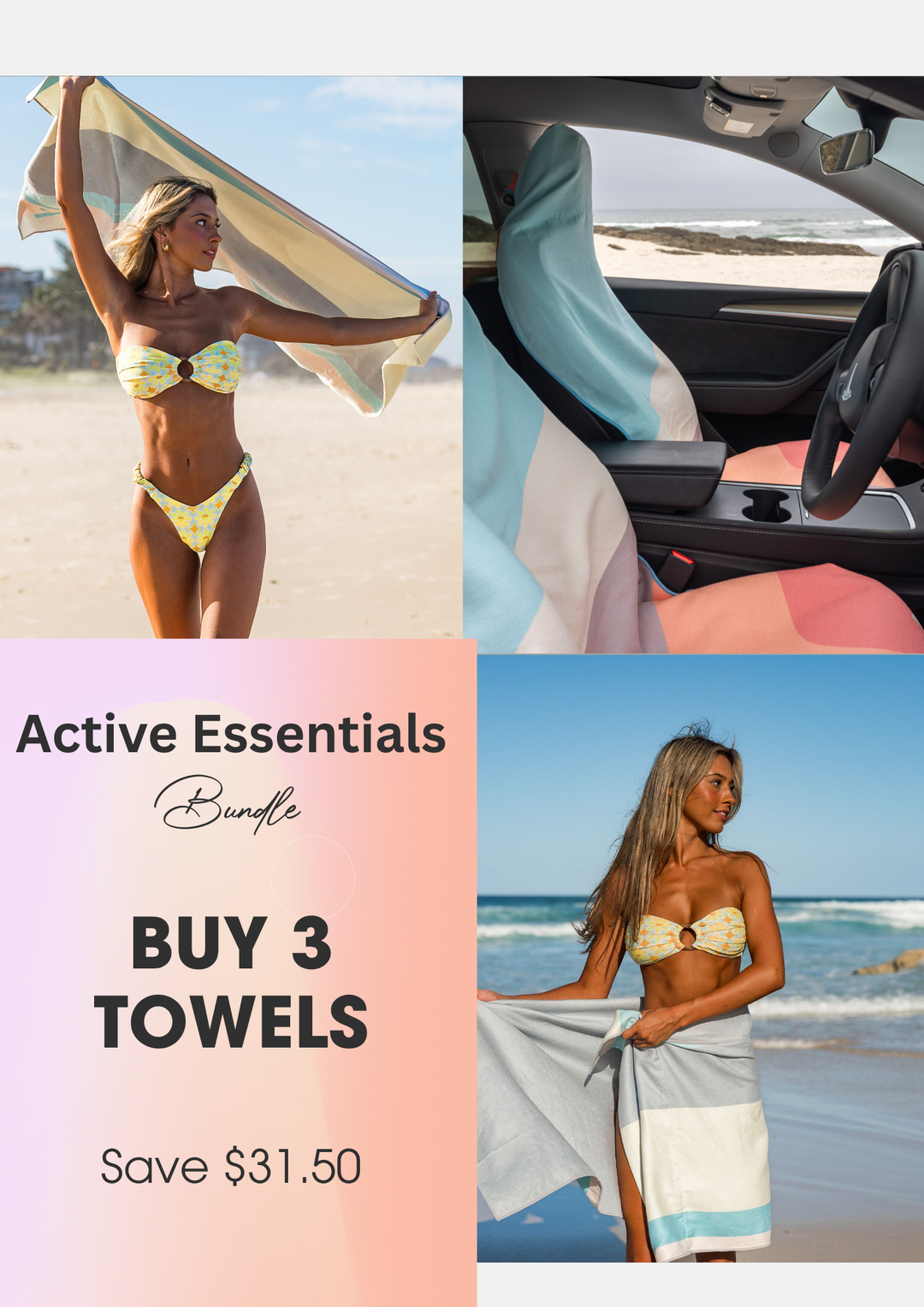 ACTIVE ESSENTIALS BUNDLE   3 X Car Seat Towels - Now $178.50 Save $31.50