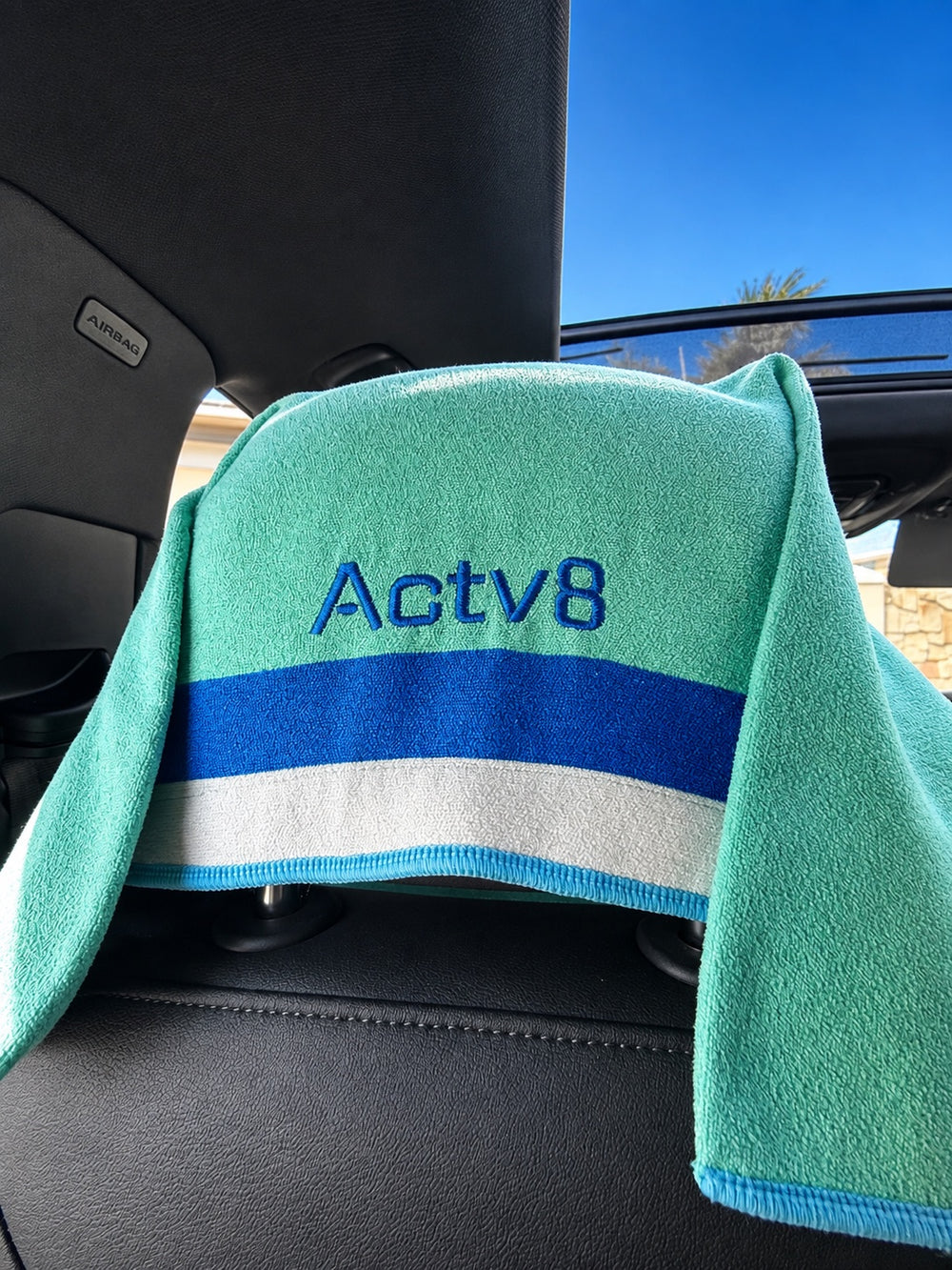 Sunny dog towel hood over the headrest #style_sunny