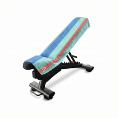 Euro gym towel on bench, product mockup #style_euro