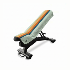 Hipster gym towel on bench — product mockup #style_hipster
