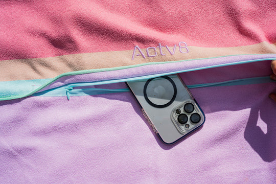 The Malie Car Seat Towel with Zipped Pocket | Car & Gym Seat Protector