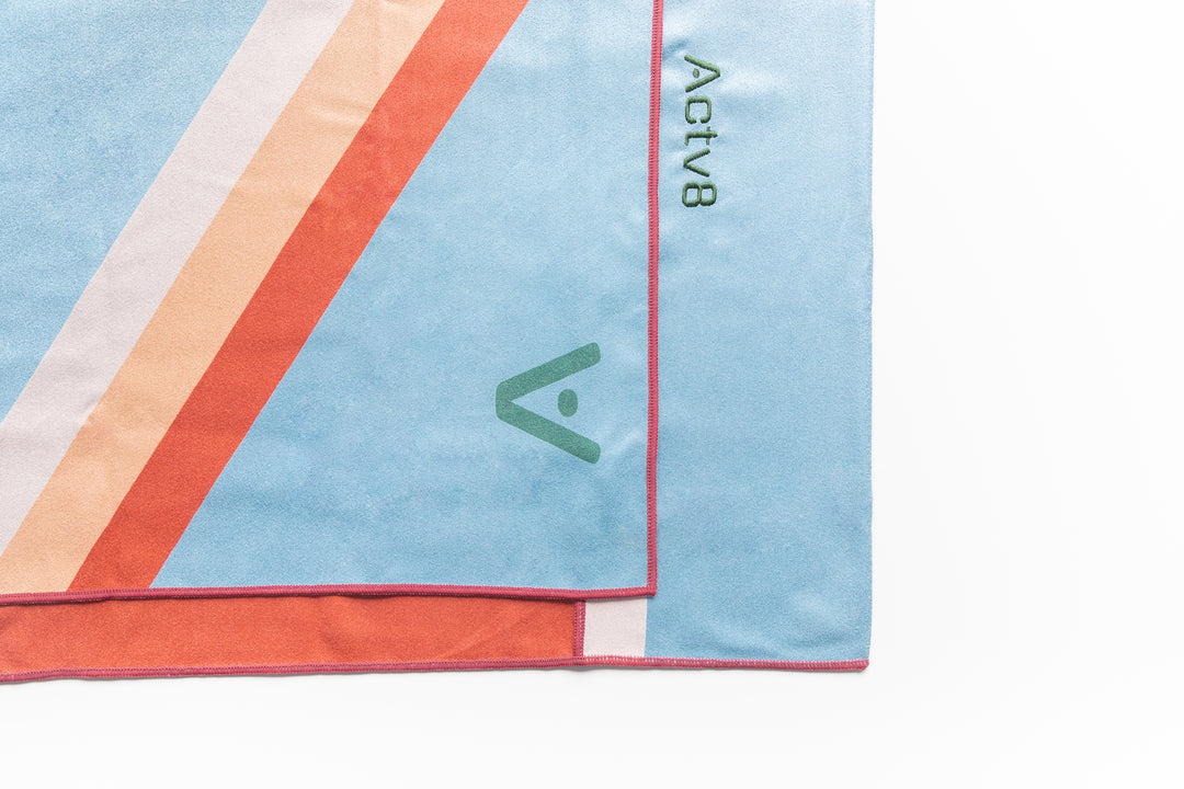 Premium beach towels,  8 recycled plastic bottles. Highly absorbent, sand resistant, lightweight and designed in Australia, gym towel,
