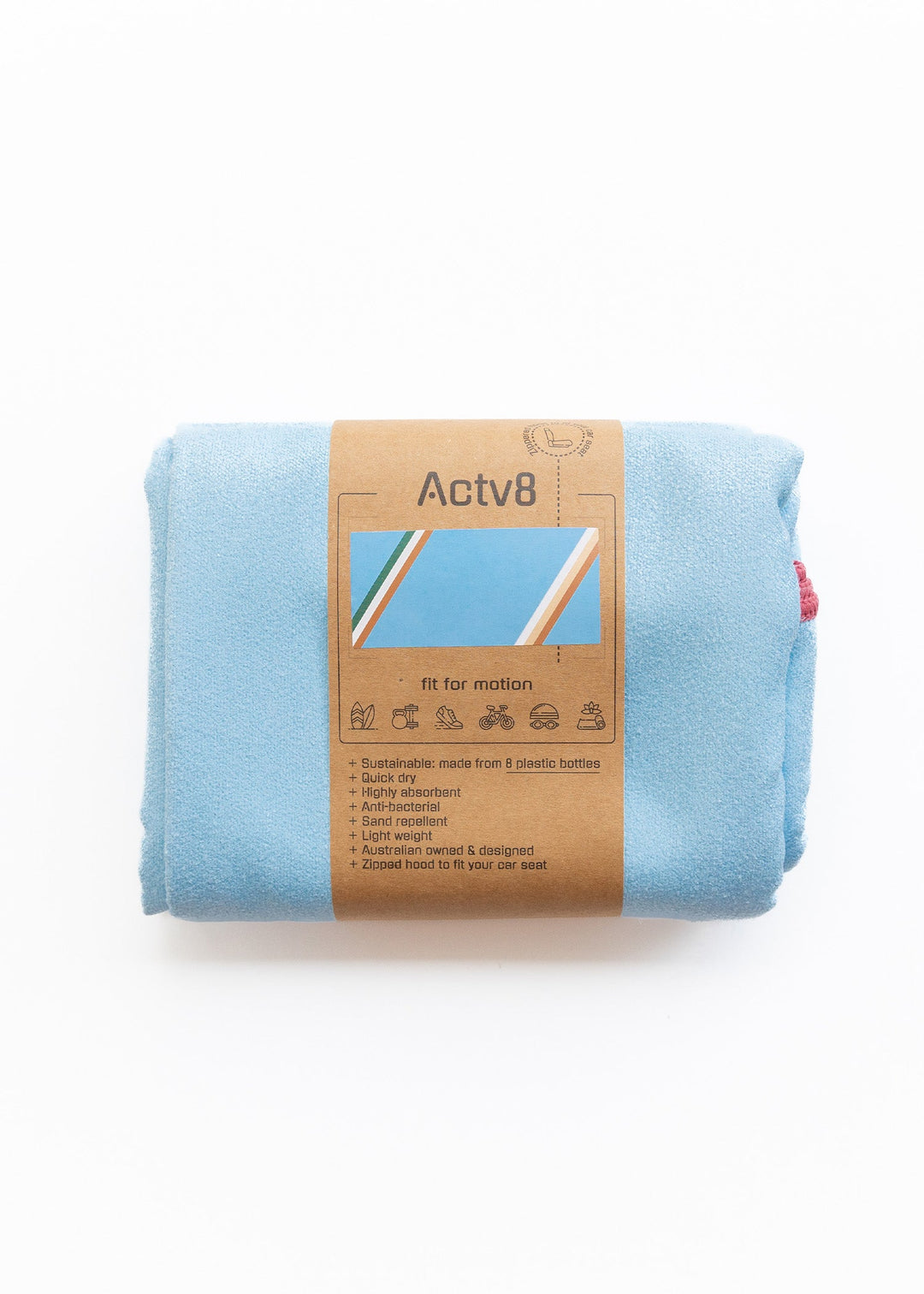 Premium beach towels,  8 recycled plastic bottles. Highly absorbent, sand resistant, lightweight and designed in Australia, gym towel,