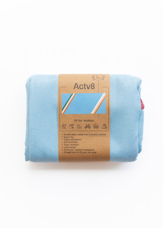 Premium beach towels,  8 recycled plastic bottles. Highly absorbent, sand resistant, lightweight and designed in Australia, gym towel,