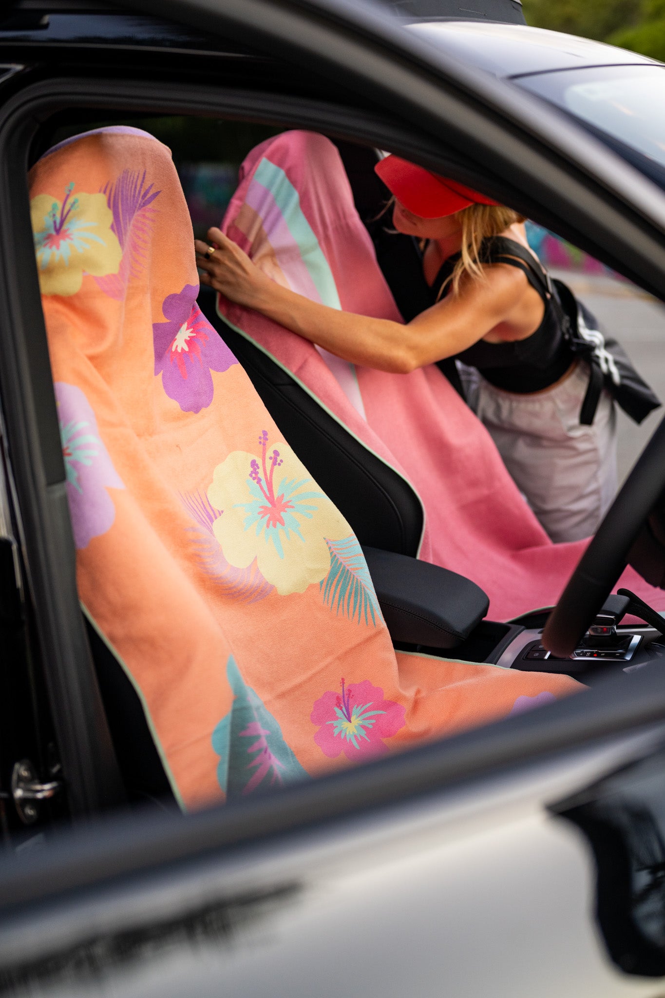 Unzipped — hood over the headrest